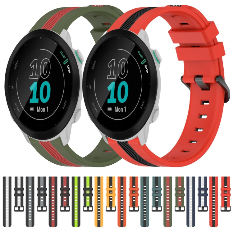 For Garmin Forerunner 55 20mm Vertical Two-Color Silicone Watch Band
