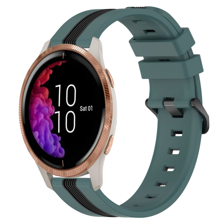 For Garmin Venu 20mm Vertical Two-Color Silicone Watch Band
