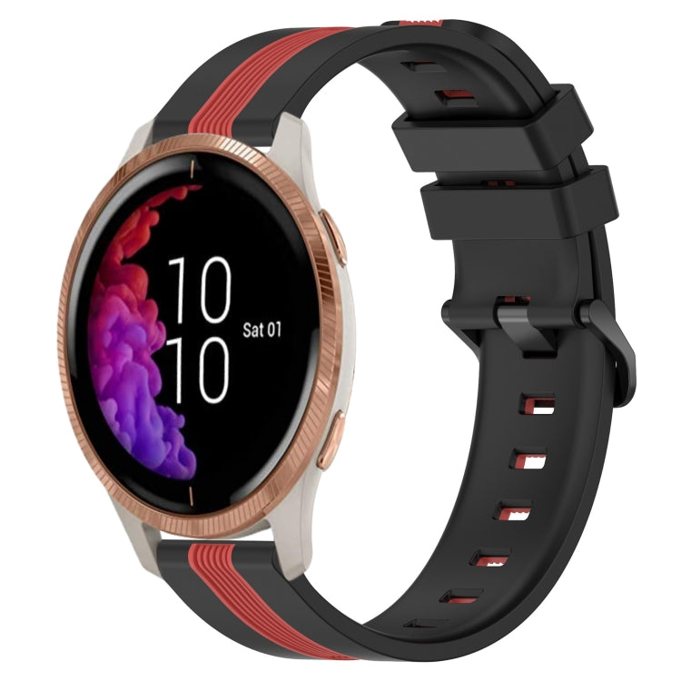 For Garmin Venu 20mm Vertical Two-Color Silicone Watch Band