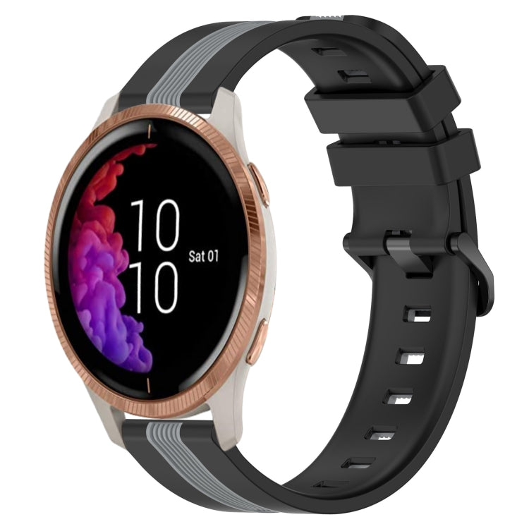For Garmin Venu 20mm Vertical Two-Color Silicone Watch Band