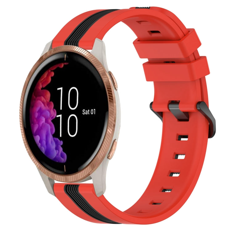 For Garmin Venu 20mm Vertical Two-Color Silicone Watch Band