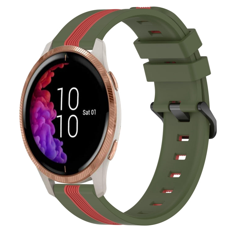 For Garmin Venu 20mm Vertical Two-Color Silicone Watch Band