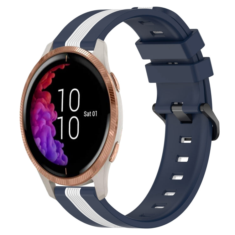 For Garmin Venu 20mm Vertical Two-Color Silicone Watch Band