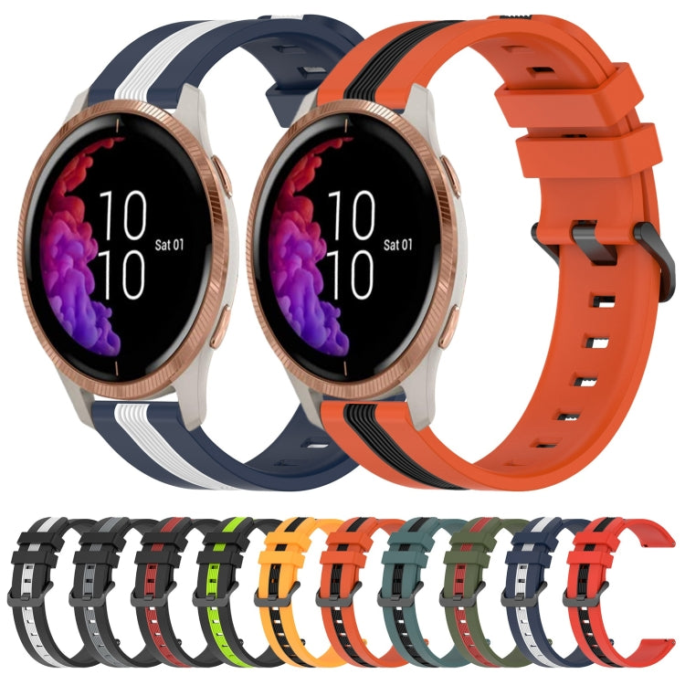 For Garmin Venu 20mm Vertical Two-Color Silicone Watch Band