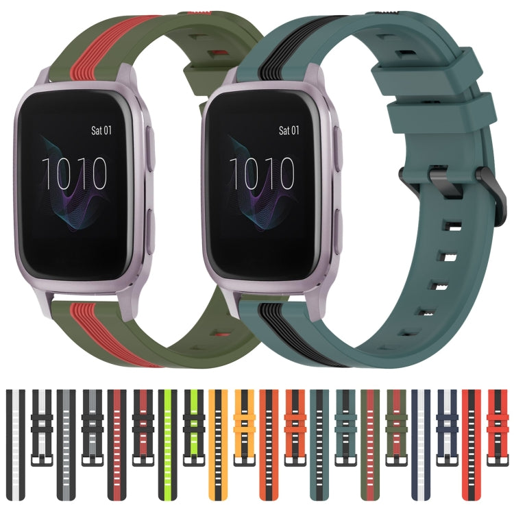 For Garmin Venu SQ 20mm Vertical Two-Color Silicone Watch Band