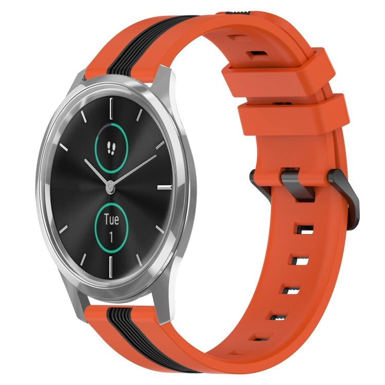For Garmin Garminmove Luxe 20mm Vertical Two-Color Silicone Watch Band