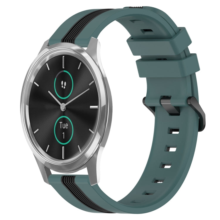 For Garmin Garminmove Luxe 20mm Vertical Two-Color Silicone Watch Band