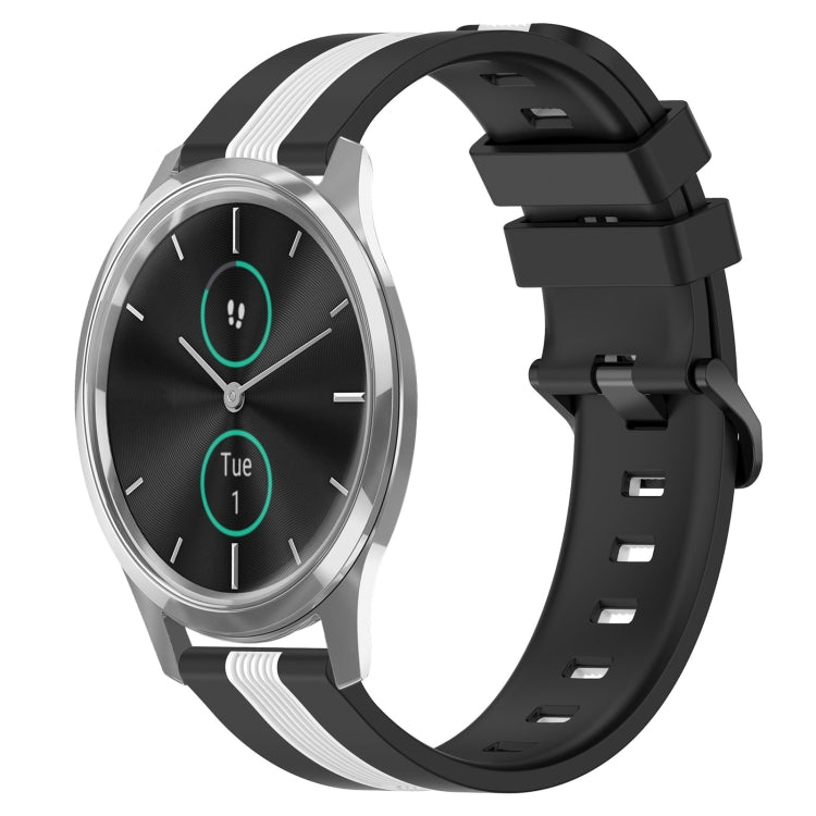 For Garmin Garminmove Luxe 20mm Vertical Two-Color Silicone Watch Band