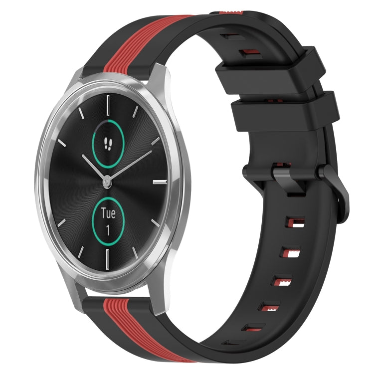 For Garmin Garminmove Luxe 20mm Vertical Two-Color Silicone Watch Band