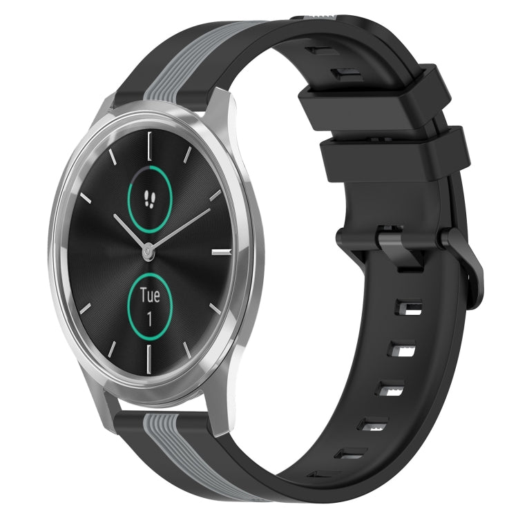 For Garmin Garminmove Luxe 20mm Vertical Two-Color Silicone Watch Band
