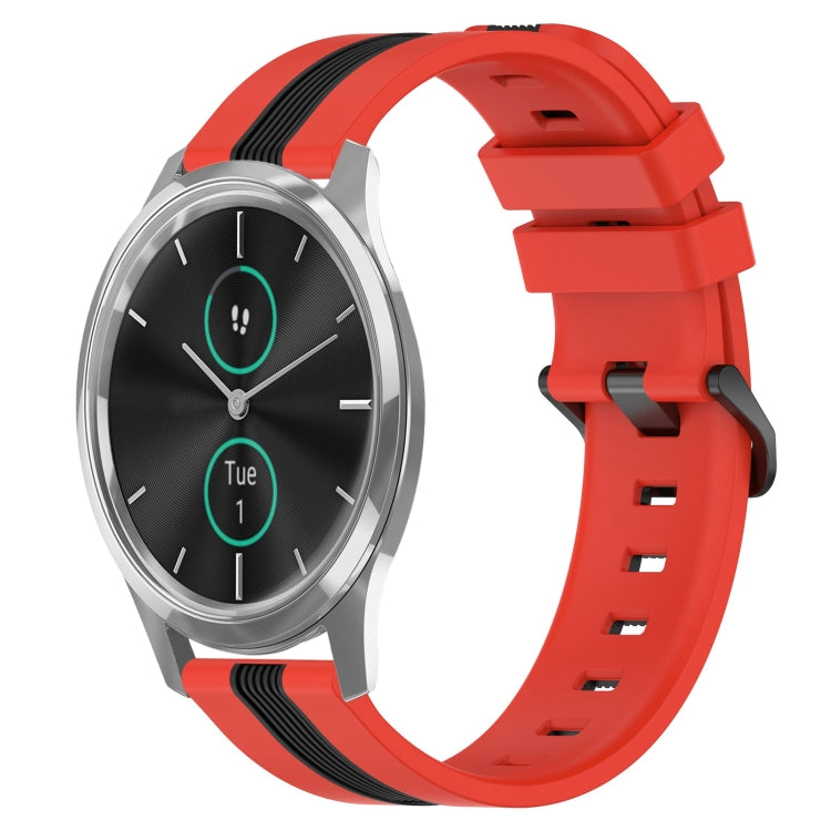 For Garmin Garminmove Luxe 20mm Vertical Two-Color Silicone Watch Band