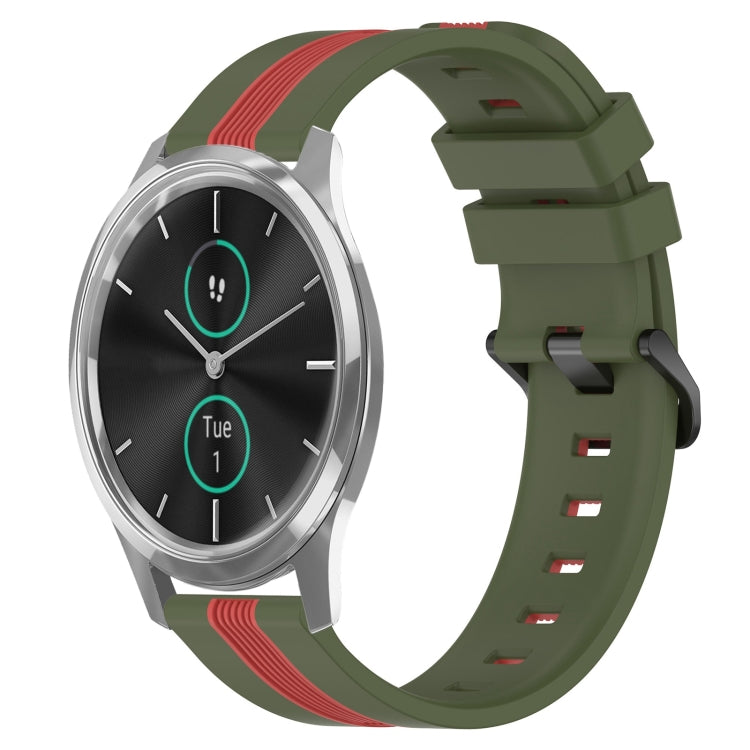 For Garmin Garminmove Luxe 20mm Vertical Two-Color Silicone Watch Band