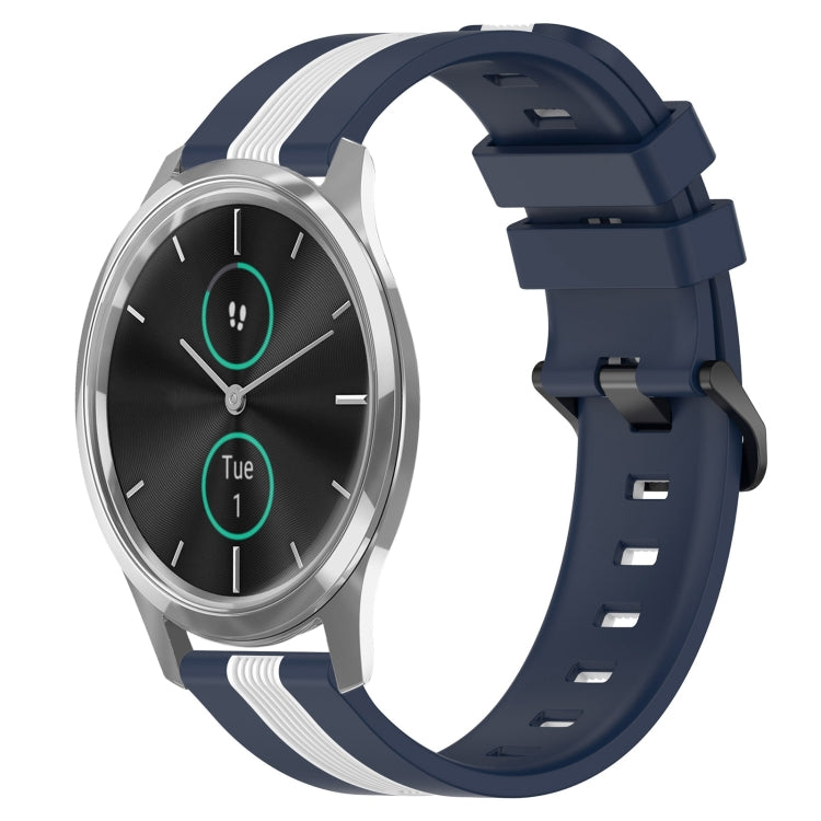 For Garmin Garminmove Luxe 20mm Vertical Two-Color Silicone Watch Band