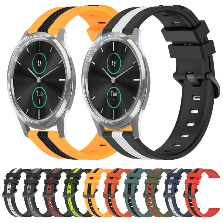 For Garmin Garminmove Luxe 20mm Vertical Two-Color Silicone Watch Band