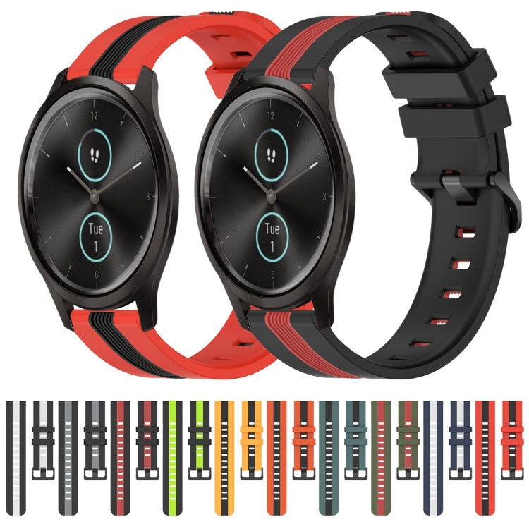 For Garmin Garminmove Style 20mm Vertical Two-Color Silicone Watch Band