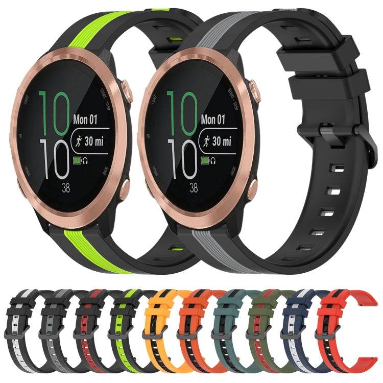 For Garmin Forerunner 645 Music 20mm Vertical Two-Color Silicone Watch Band