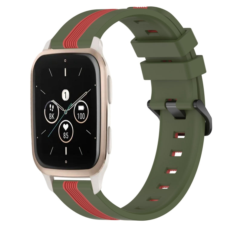 For Garmin Forerunner Sq2 Music 20mm Vertical Two-Color Silicone Watch Band