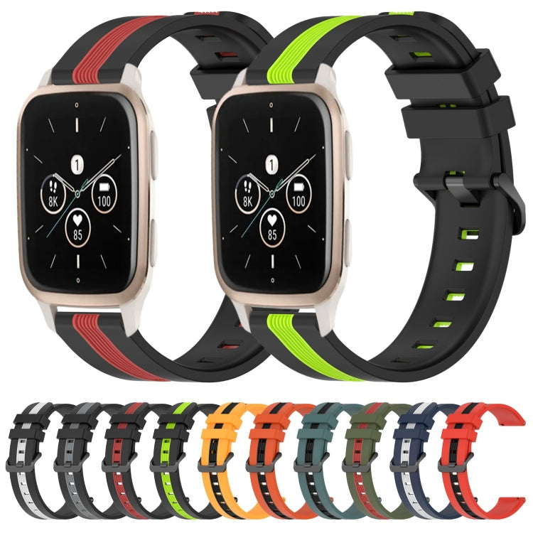 For Garmin Forerunner Sq2 Music 20mm Vertical Two-Color Silicone Watch Band