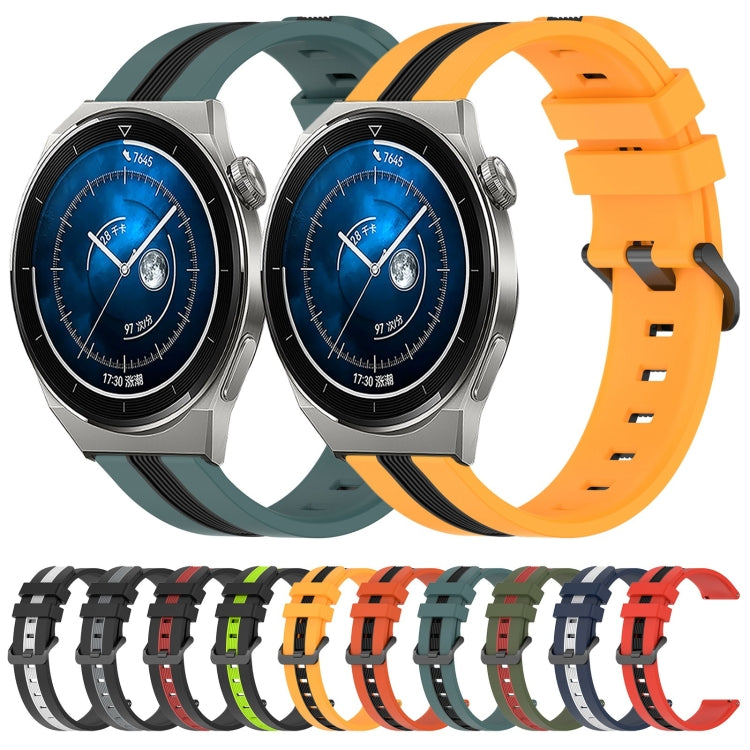 For Huawei Watch GT3 Pro 43mm 20mm Vertical Two-Color Silicone Watch Band