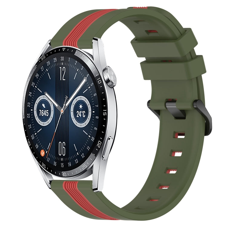 For Huawei Watch GT3 42mm 20mm Vertical Two-Color Silicone Watch Band