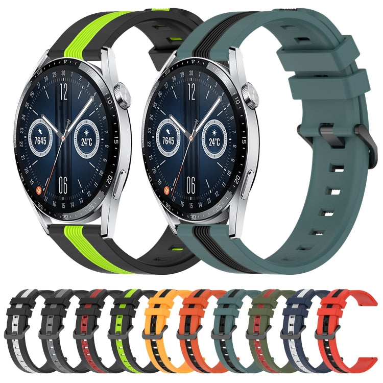 For Huawei Watch GT3 42mm 20mm Vertical Two-Color Silicone Watch Band