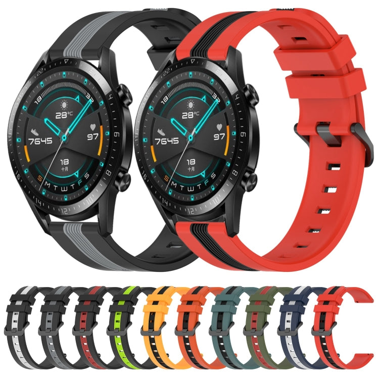 For Huawei Watch GT2 42mm 20mm Vertical Two-Color Silicone Watch Band