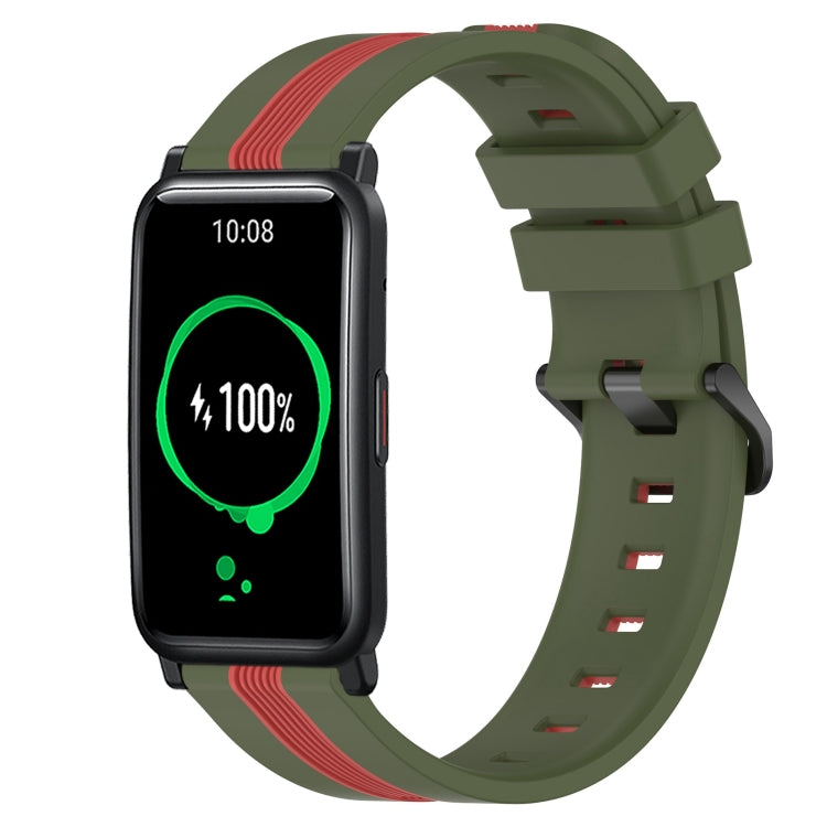 For Honor Watch ES 20mm Vertical Two-Color Silicone Watch Band