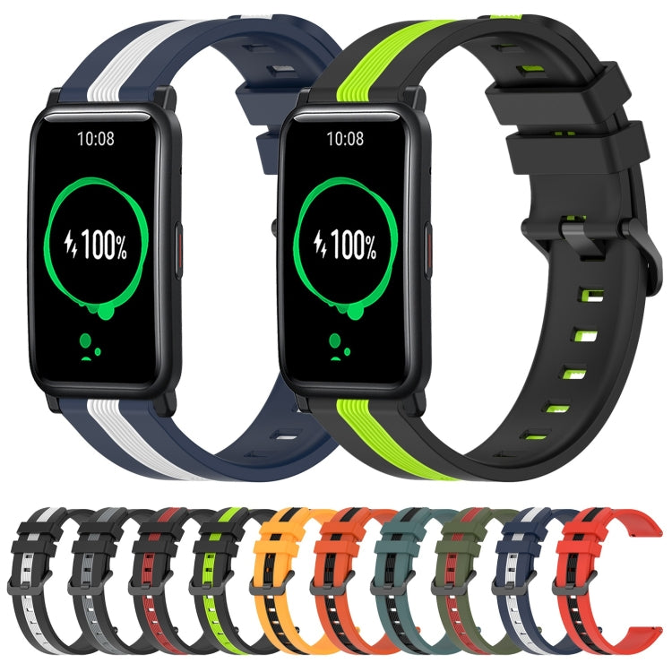For Honor Watch ES 20mm Vertical Two-Color Silicone Watch Band