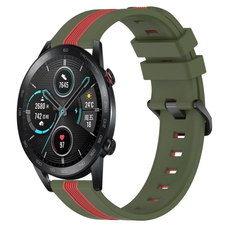 For Honor  Magic Watch2 42mm 20mm Vertical Two-Color Silicone Watch Band