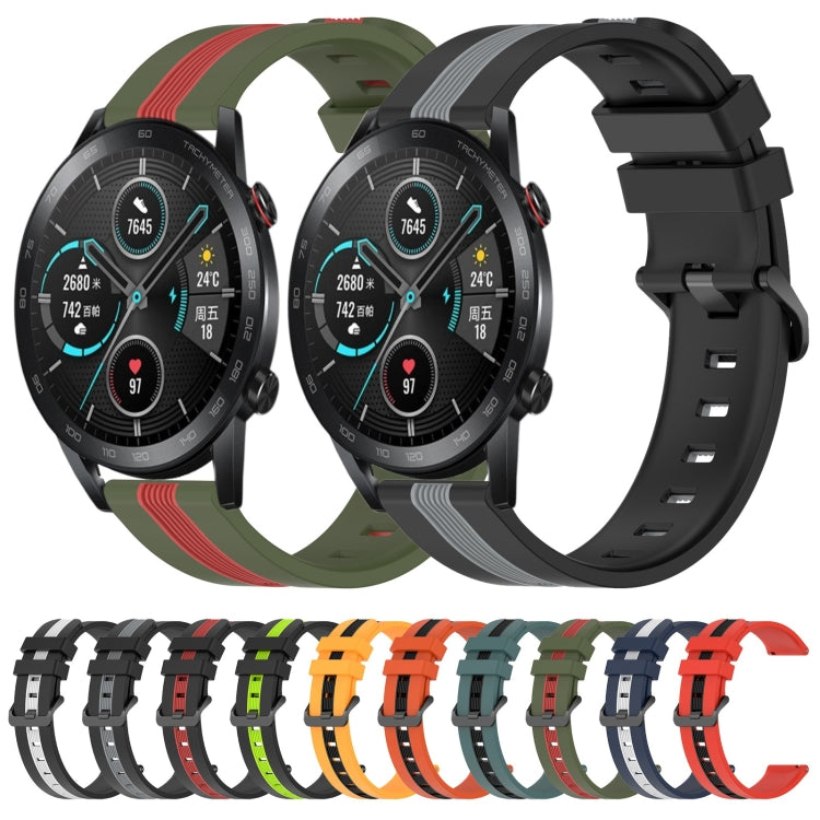 For Honor  Magic Watch2 42mm 20mm Vertical Two-Color Silicone Watch Band