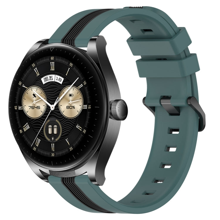 For Huawei Watch Buds 22mm Vertical Two-Color Silicone Watch Band