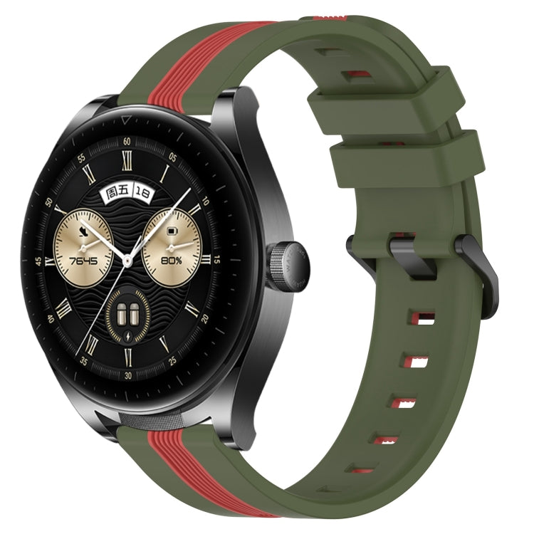 For Huawei Watch Buds 22mm Vertical Two-Color Silicone Watch Band