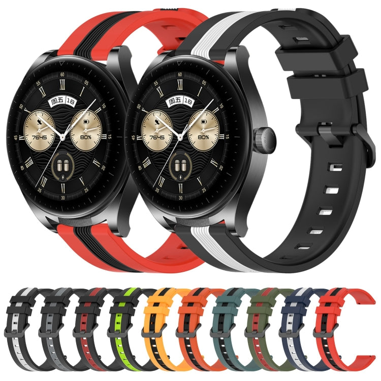 For Huawei Watch Buds 22mm Vertical Two-Color Silicone Watch Band