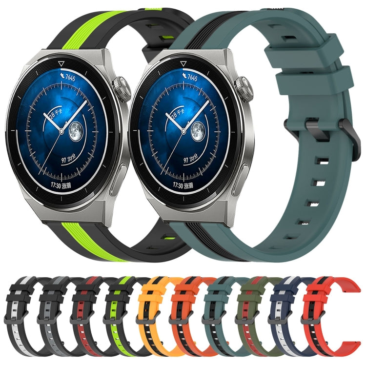 For Huawei Watch GT3 Pro 46mm 22mm Vertical Two-Color Silicone Watch Band