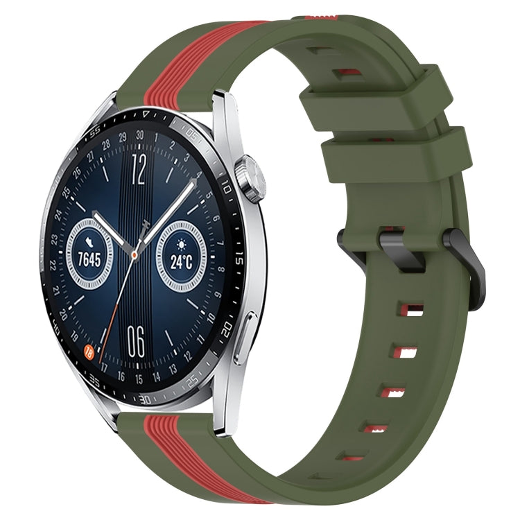 For Huawei Watch GT3 46mm 22mm Vertical Two-Color Silicone Watch Band