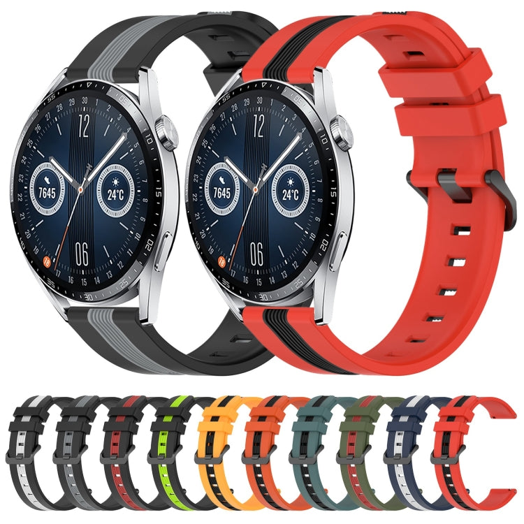 For Huawei Watch GT3 46mm 22mm Vertical Two-Color Silicone Watch Band