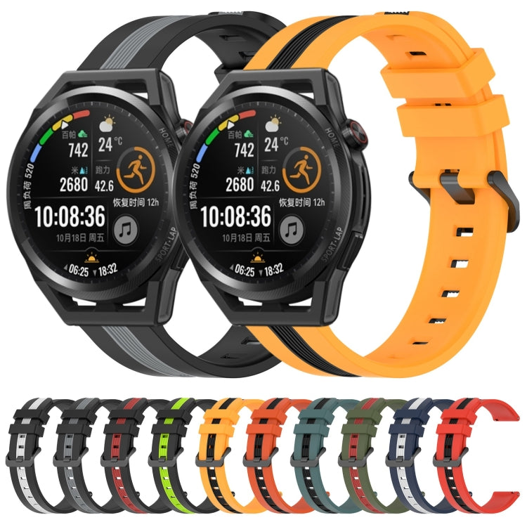 For Huawei Watch GT Runner 22mm Vertical Two-Color Silicone Watch Band