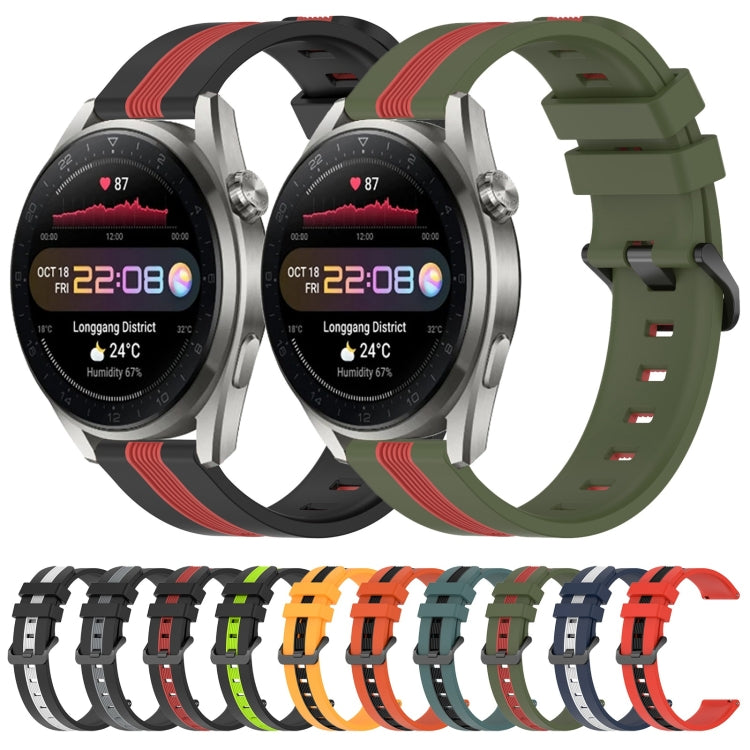 For Huawei Watch 3 Pro New 22mm Vertical Two-Color Silicone Watch Band