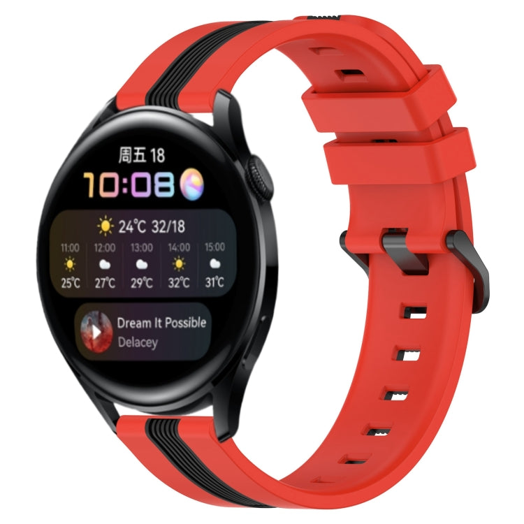 For Huawei Watch 3 22mm Vertical Two-Color Silicone Watch Band