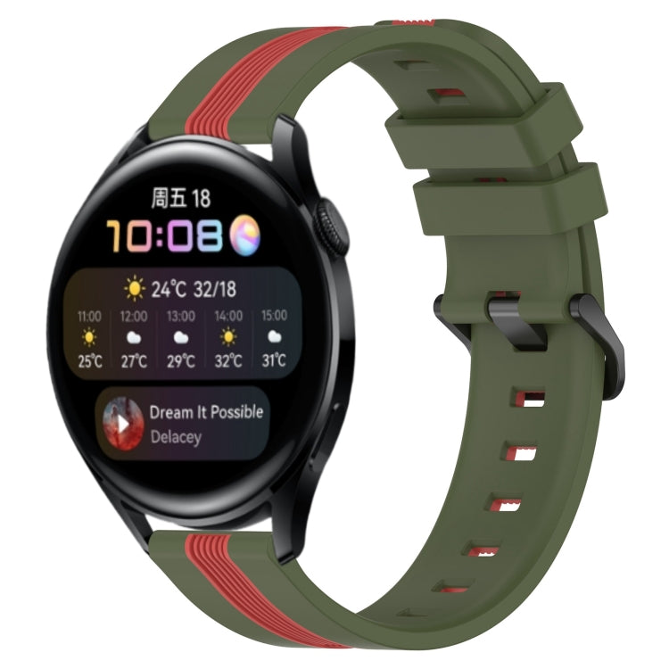 For Huawei Watch 3 22mm Vertical Two-Color Silicone Watch Band