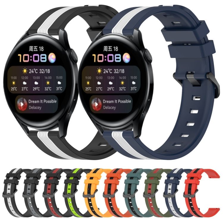 For Huawei Watch 3 22mm Vertical Two-Color Silicone Watch Band