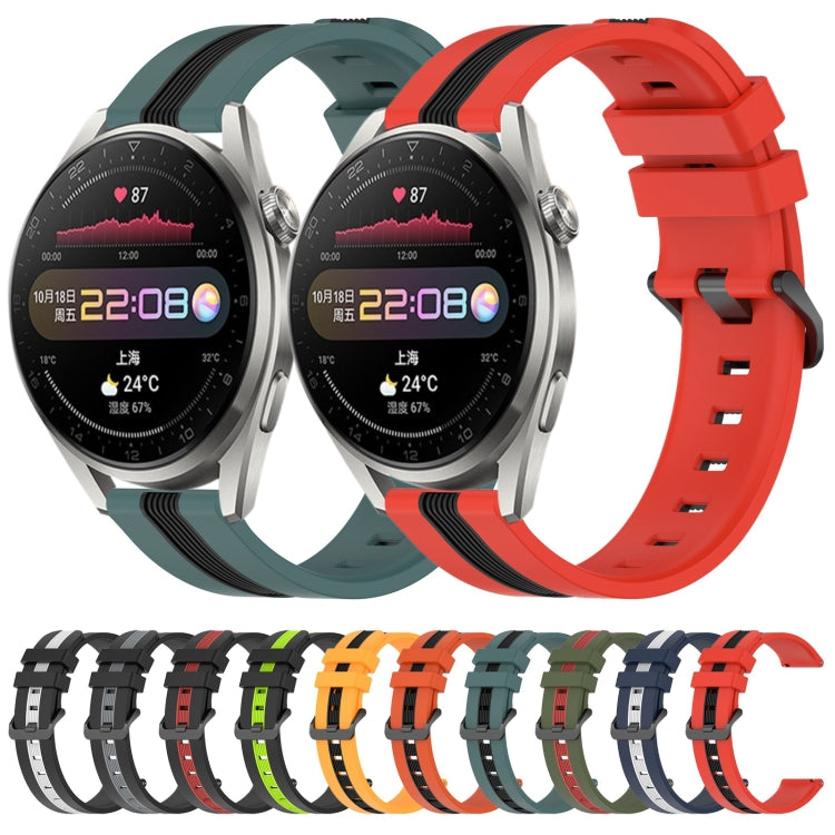 For Huawei Watch 3 Pro 22mm Vertical Two-Color Silicone Watch Band