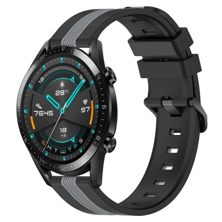 For Huawei GT2 46mm 22mm Vertical Two-Color Silicone Watch Band