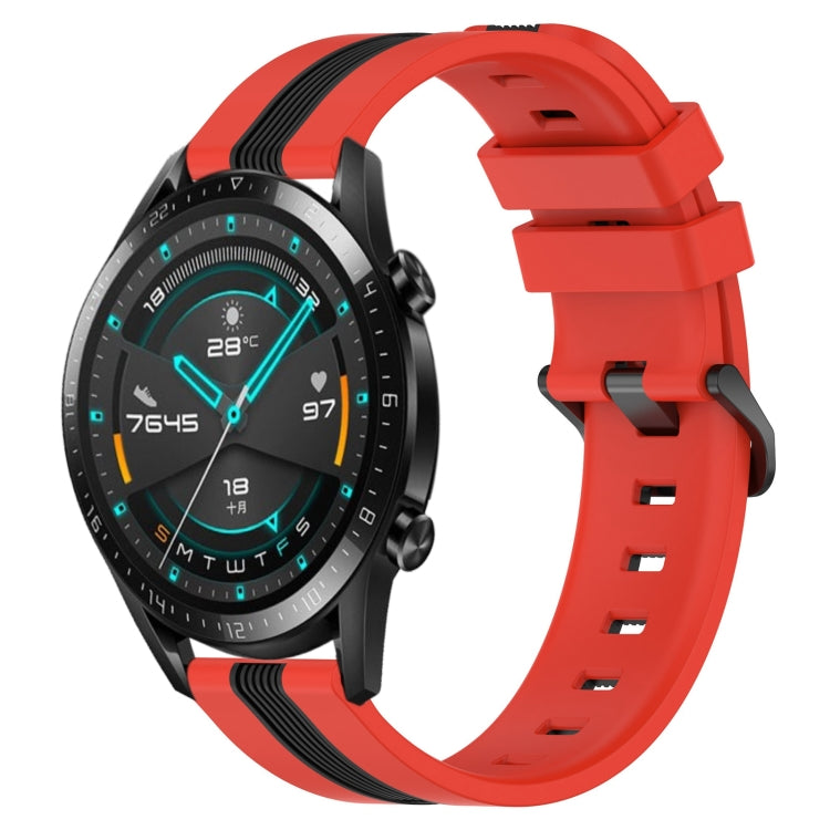 For Huawei GT2 46mm 22mm Vertical Two-Color Silicone Watch Band