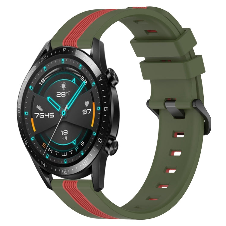For Huawei GT2 46mm 22mm Vertical Two-Color Silicone Watch Band