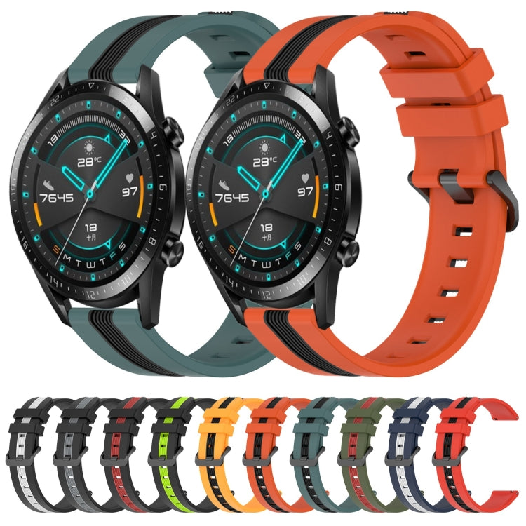 For Huawei GT2 46mm 22mm Vertical Two-Color Silicone Watch Band
