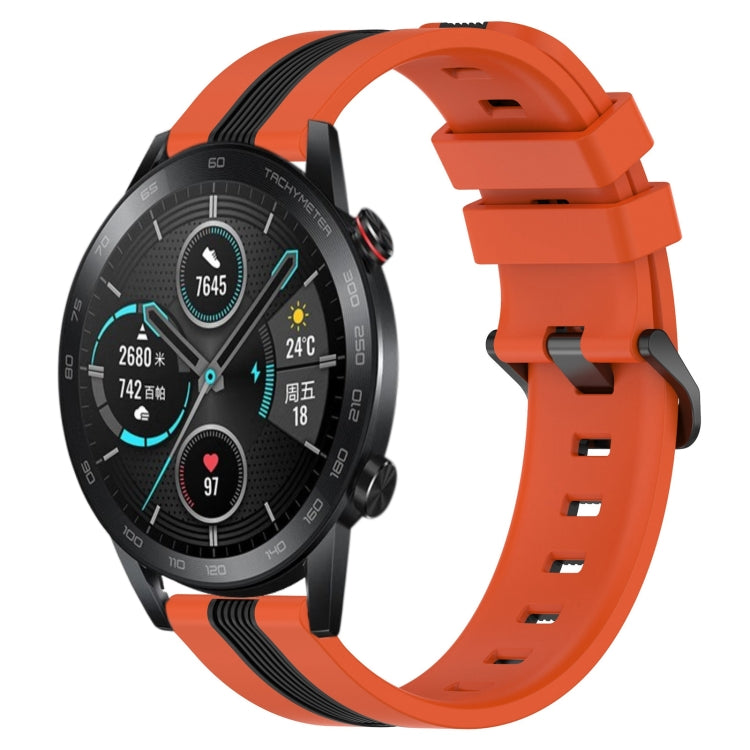 For Honor Magic Watch 2 46mm 22mm Vertical Two-Color Silicone Watch Band