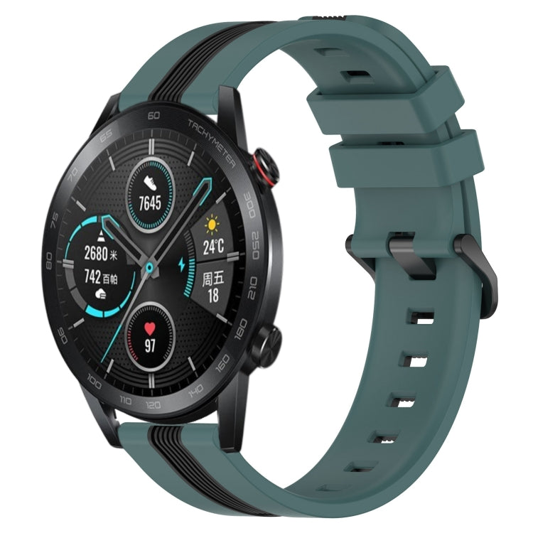 For Honor Magic Watch 2 46mm 22mm Vertical Two-Color Silicone Watch Band