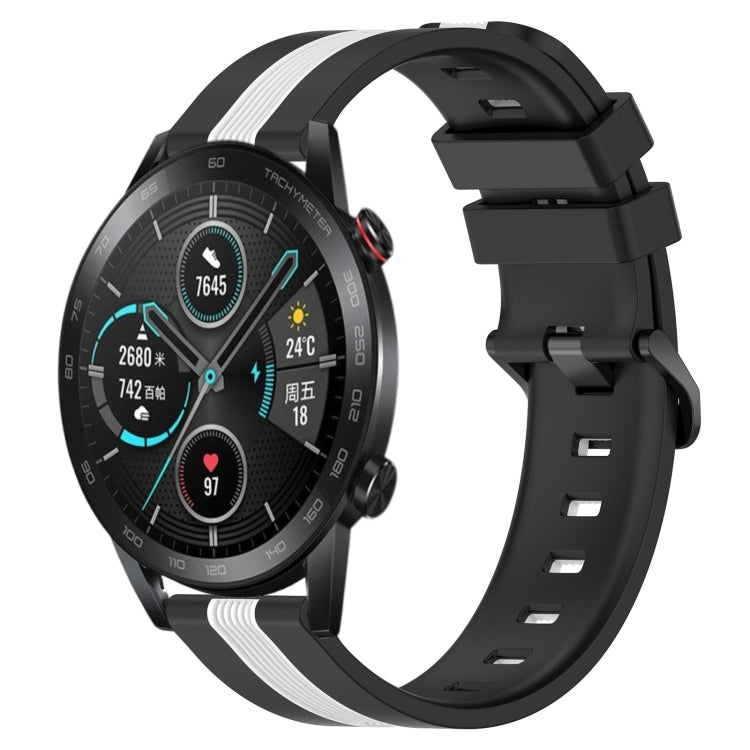 For Honor Magic Watch 2 46mm 22mm Vertical Two-Color Silicone Watch Band