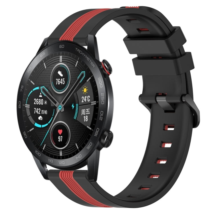For Honor Magic Watch 2 46mm 22mm Vertical Two-Color Silicone Watch Band